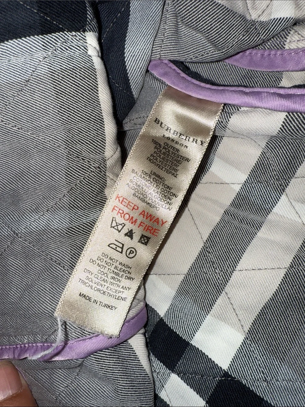 Burberry Lilac Quilted Button-Up Jacket